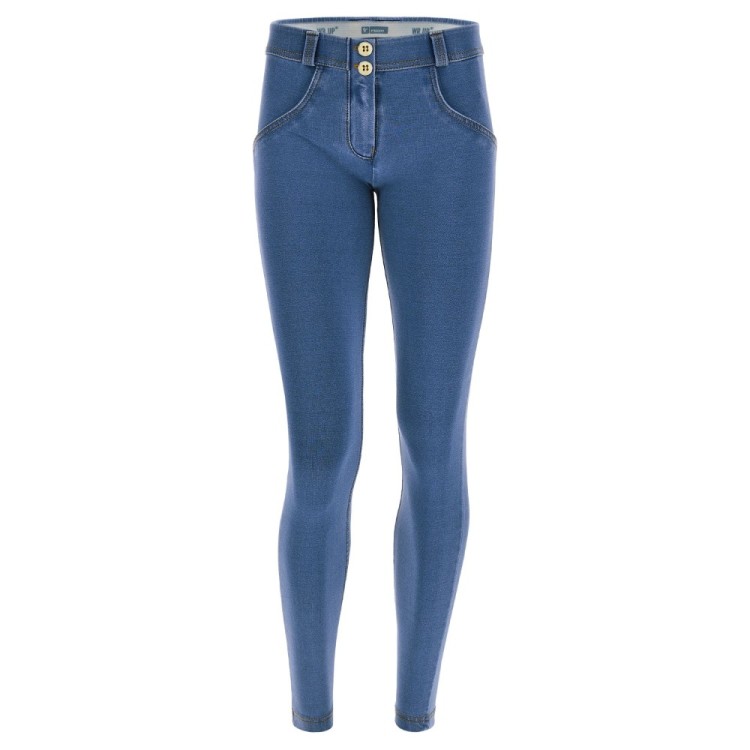 Freddy WR.UP® Damen Push-Up Jeans - Low Waist Super Skinny - Hellblau - Gelbe Nähte - J4Y