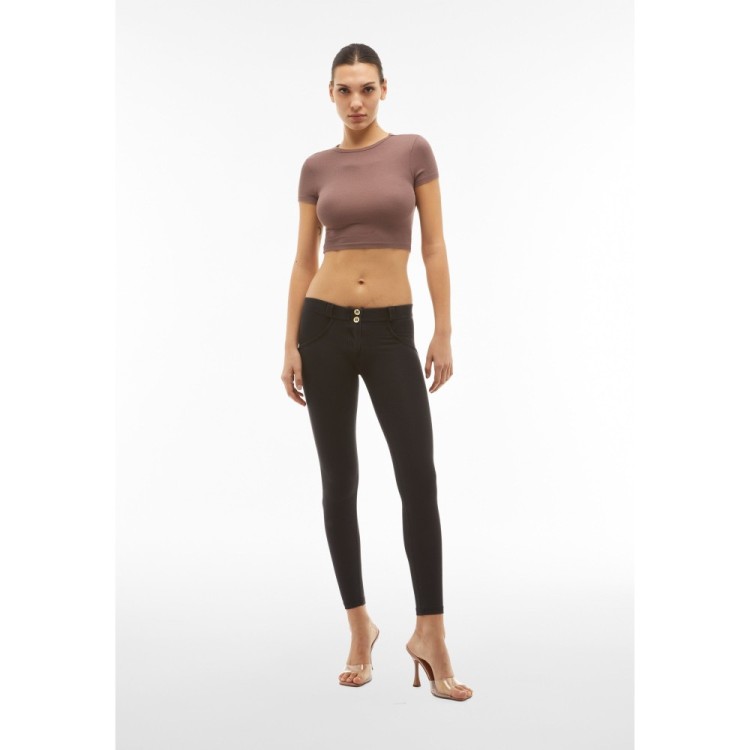 Freddy WR.UP® Damen Push-Up Jeans - Low Waist Super Skinny - Schwarz – Schwarze Nähte - J7N