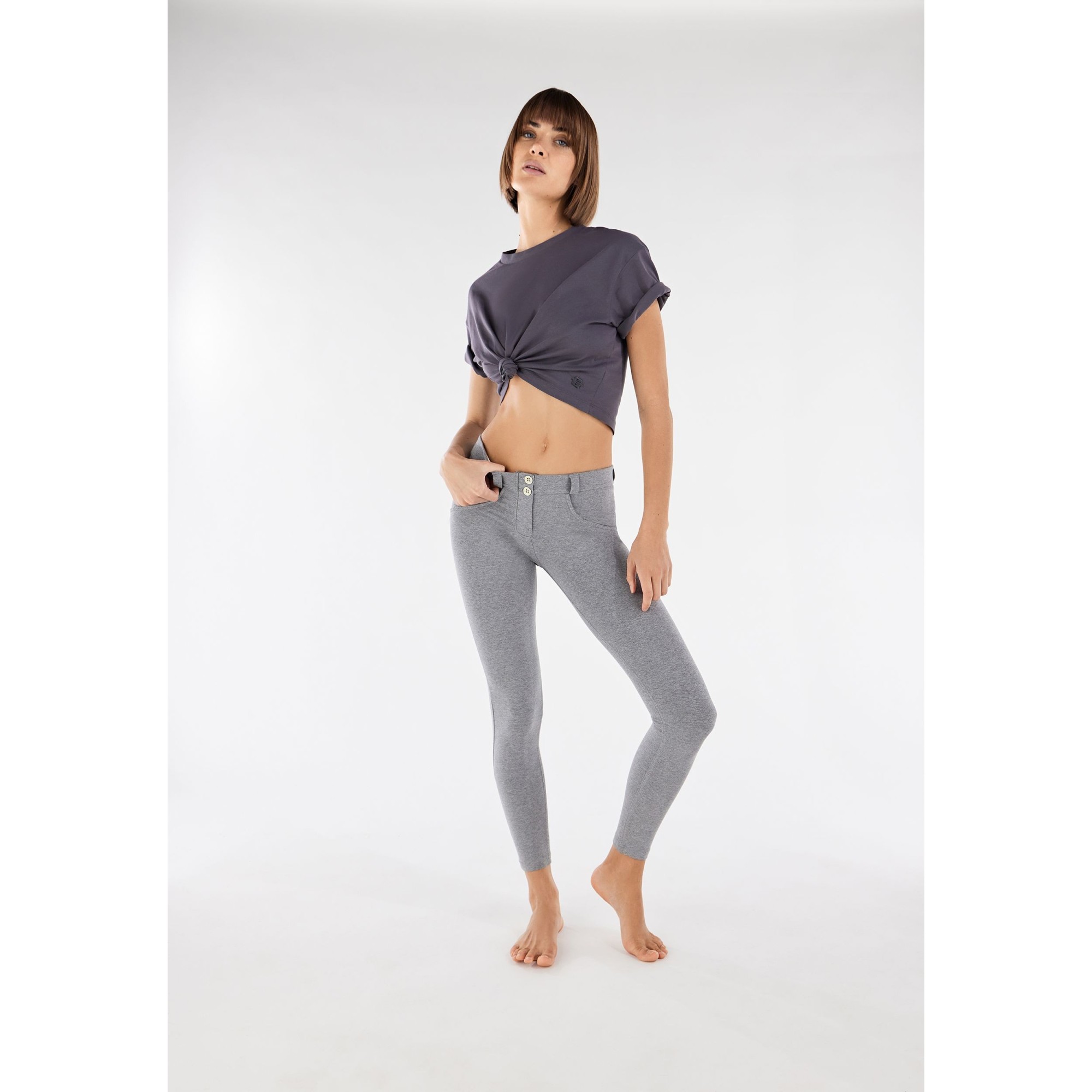 WR.UP® Damen Push-Up Hose - Regular Waist Super Skinny - Grau meliert WR.UP® Damen Push-Up Hose - Regular Waist Super Skinny - Grau meliert