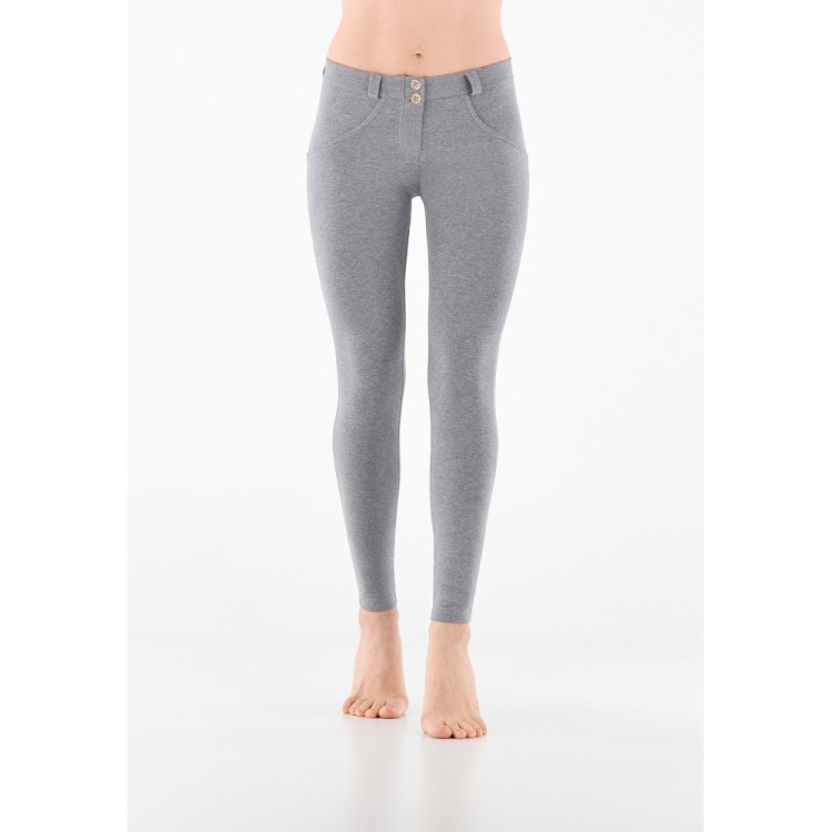 WR.UP® Damen Push-Up Hose - Regular Waist Super Skinny - Grau meliert