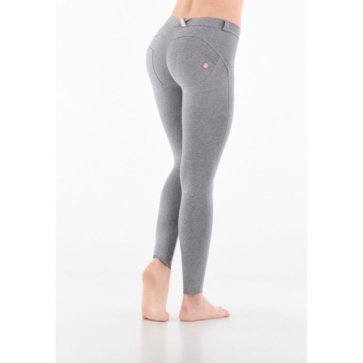 WR.UP® Damen Push-Up Hose - Regular Waist Super Skinny - Grau meliert