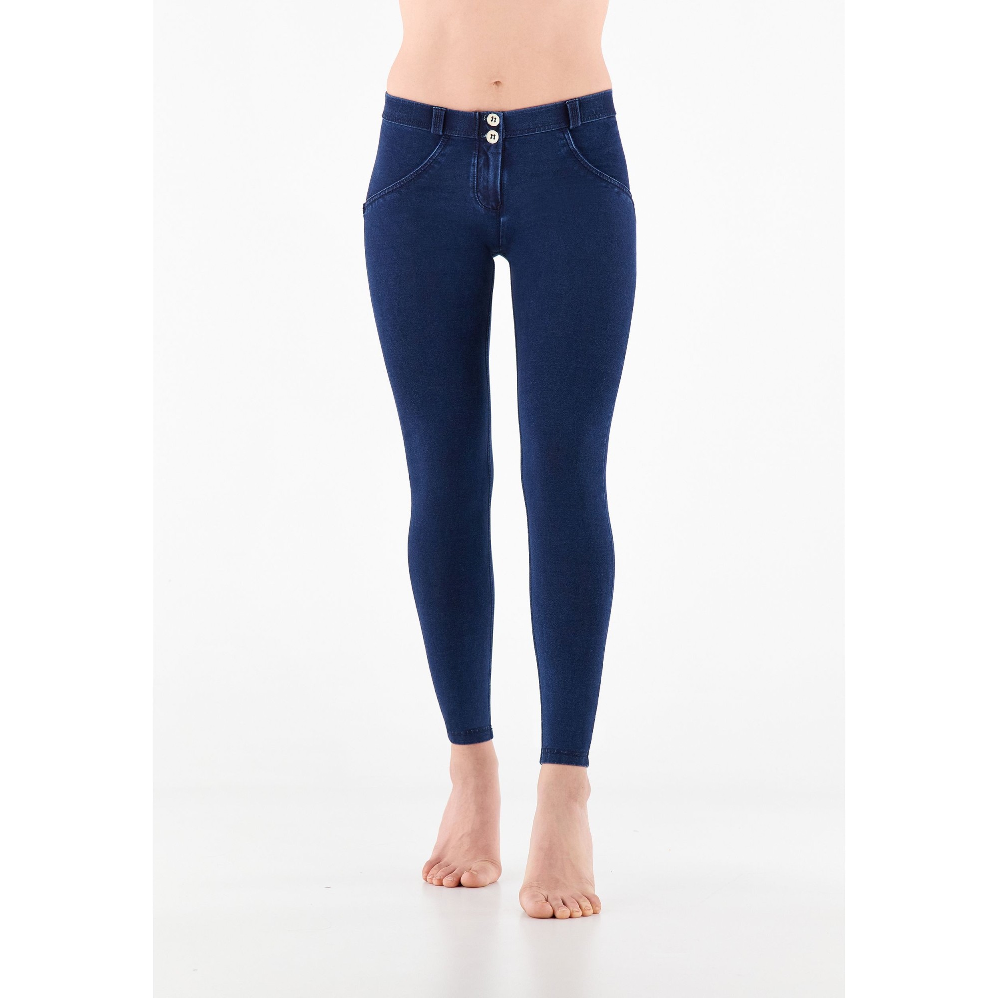 Freddy WR.UP® Damen Push-Up Jeans - Regular Waist Super Skinny - Indigoblau - Blaue Nähte Freddy WR.UP® Damen Push-Up Jeans - Regular Waist Super Skinny - Indigoblau - Blaue Nähte