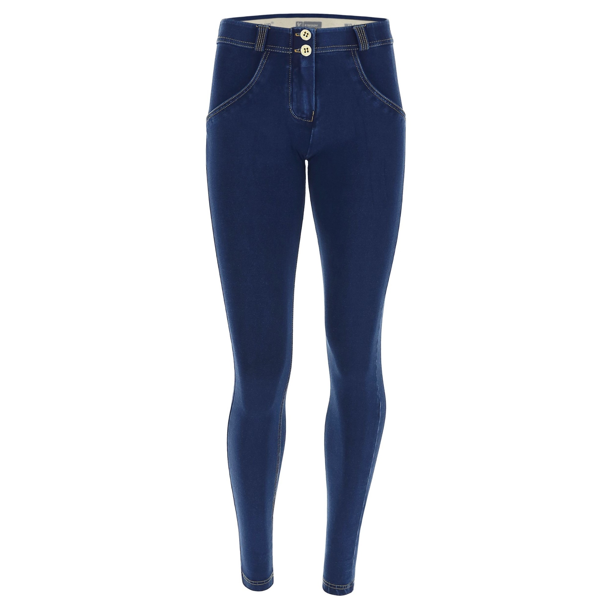 Freddy WR.UP® Damen Push-Up Jeans - Regular Waist Skinny - Indigoblau - Gelbe Nähte Freddy WR.UP® Damen Push-Up Jeans - Regular Waist Skinny - Indigoblau - Gelbe Nähte