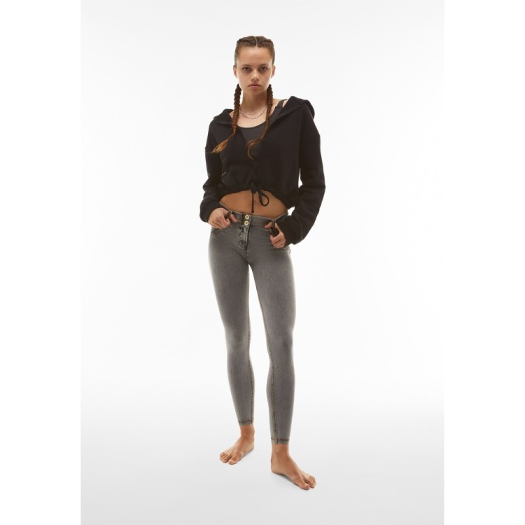 Freddy WR.UP® Damen Push-Up Jeans - Regular Waist Super Skinny - Grau - Gelbe Nähte