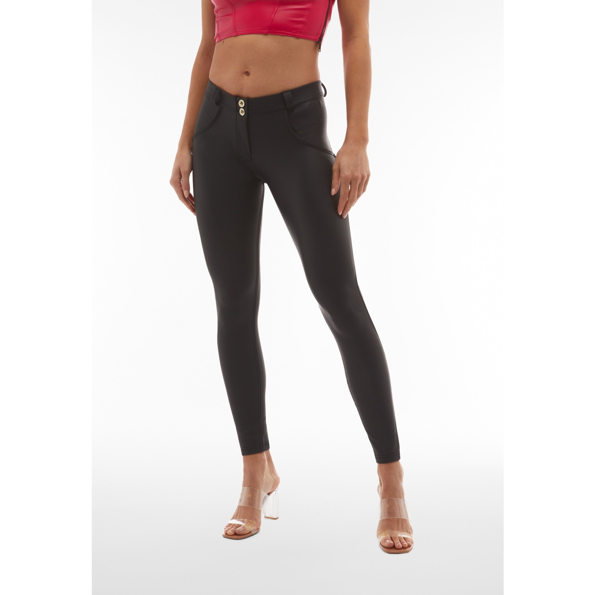 Freddy WR.UP® Vegan Leather Damen Push-Up Lederhose - Regular Waist Super Skinny - Schwarz Freddy WR.UP® Vegan Leather Damen Push-Up Lederhose - Regular Waist Super Skinny - Schwarz