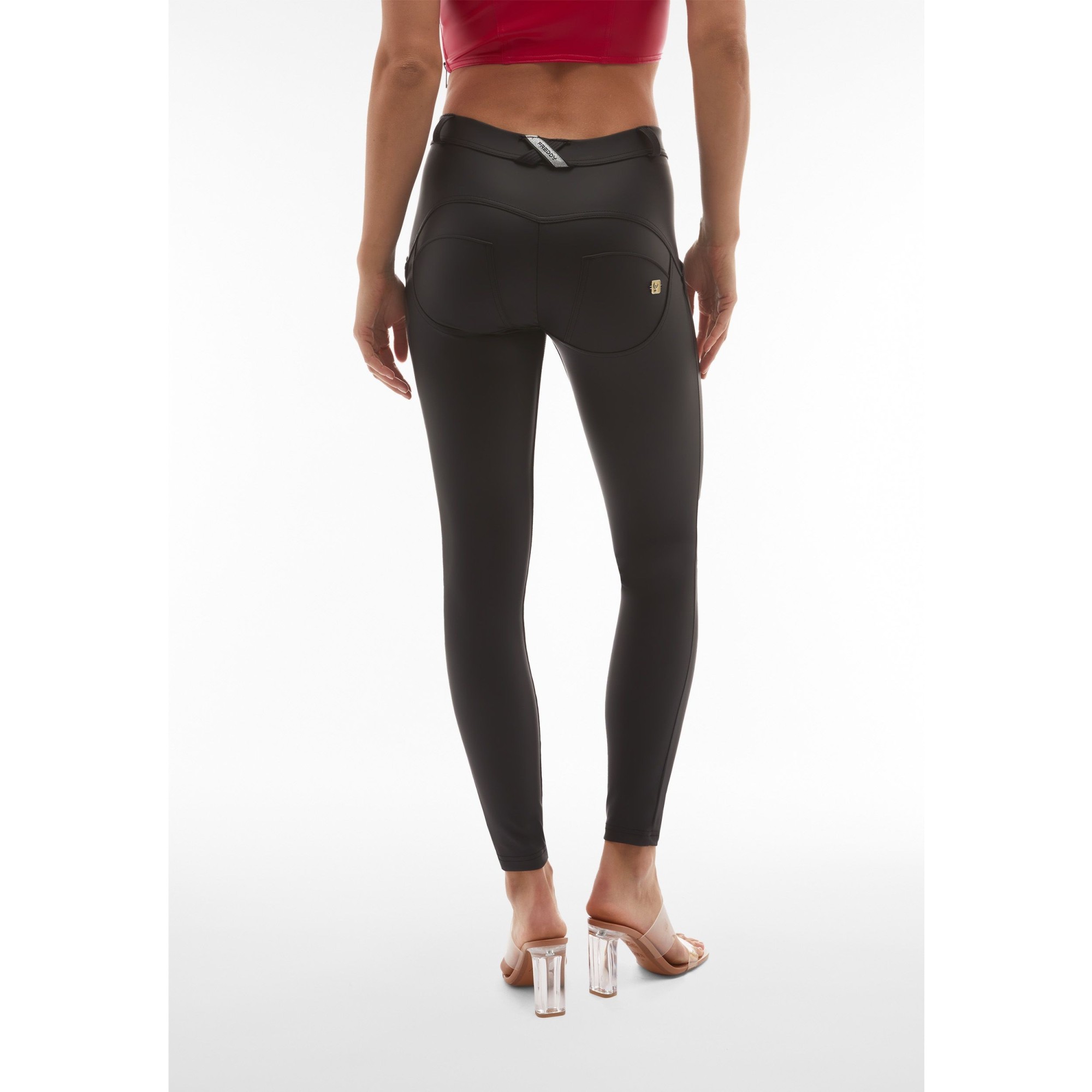 Freddy WR.UP® Vegan Leather Damen Push-Up Lederhose - Regular Waist Super Skinny - Schwarz Freddy WR.UP® Vegan Leather Damen Push-Up Lederhose - Regular Waist Super Skinny - Schwarz