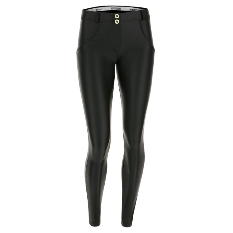 Freddy WR.UP® Vegan Leather Damen Push-Up Lederhose - Regular Waist Super Skinny - Schwarz