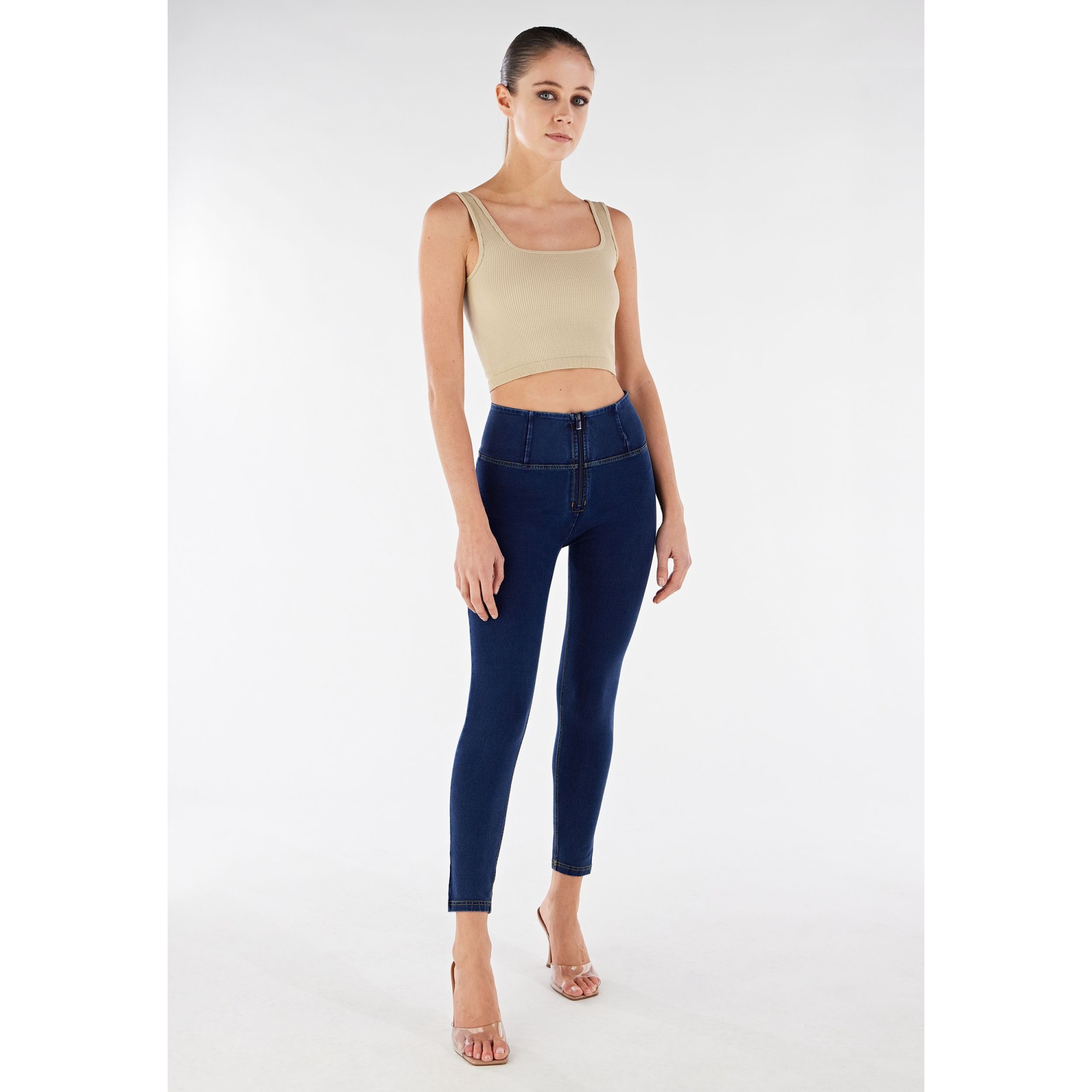 Freddy WR.UP® Damen Push-Up Jeans - 7/8 High Waist Super Skinny - Indigoblau - Gelbe Nähte Freddy WR.UP® Damen Push-Up Jeans - 7/8 High Waist Super Skinny - Indigoblau - Gelbe Nähte