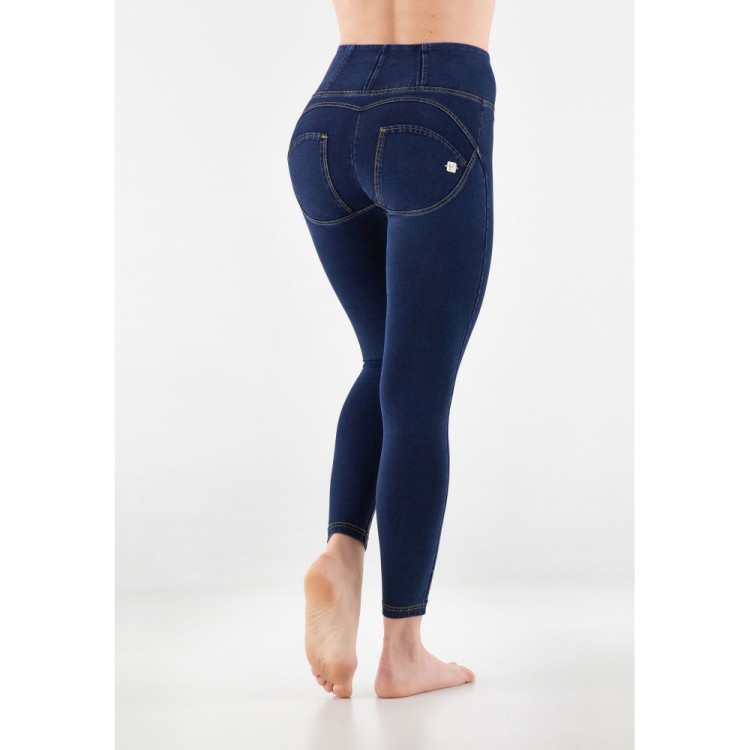 Freddy WR.UP® Damen Push-Up Jeans - 7/8 High Waist Super Skinny - Indigoblau - Gelbe Nähte