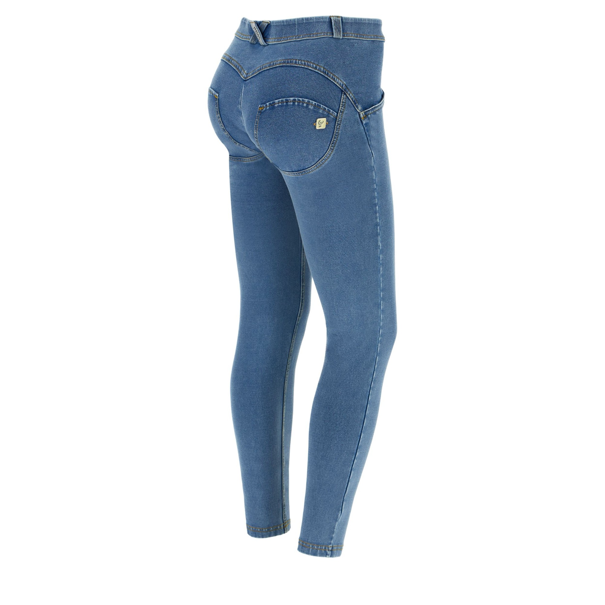 Freddy WR.UP® Damen Push-Up Jeans - 7/8 Regular Waist Skinny - Hellblau - Gelbe Nähte Freddy WR.UP® Damen Push-Up Jeans - 7/8 Regular Waist Skinny - Hellblau - Gelbe Nähte
