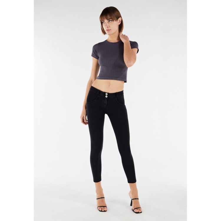Freddy WR.UP® Damen Push-Up Jeans - 7/8 Regular Waist Skinny - Schwarz - Schwarze Nähte