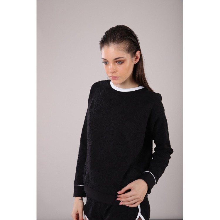 Freddy Yoga Jacquard-Shirt - V-Ausschnitt am Rücken - Made in Italy - Black - White - NW0