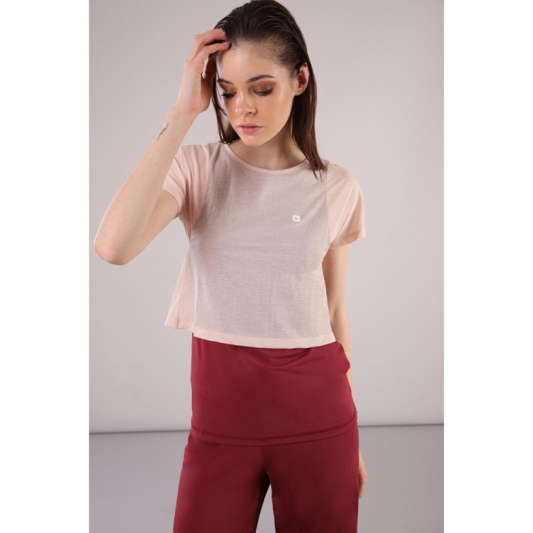 Freddy Yoga T-Shirt - doppellagiger Stoff - Made in Italy - Cordovan - Cameo Rosé - K85P0