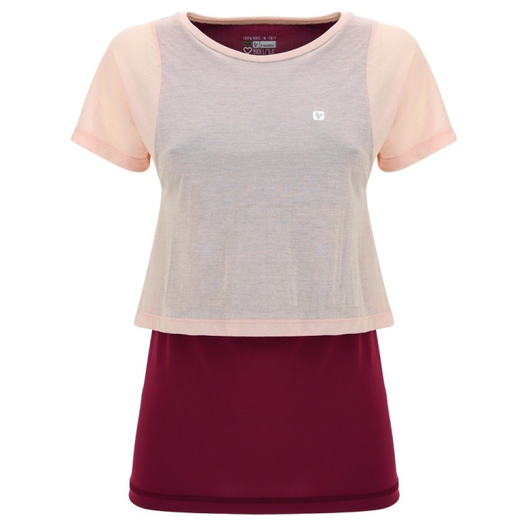 Freddy Yoga T-Shirt - doppellagiger Stoff - Made in Italy - Cordovan - Cameo Rosé - K85P0