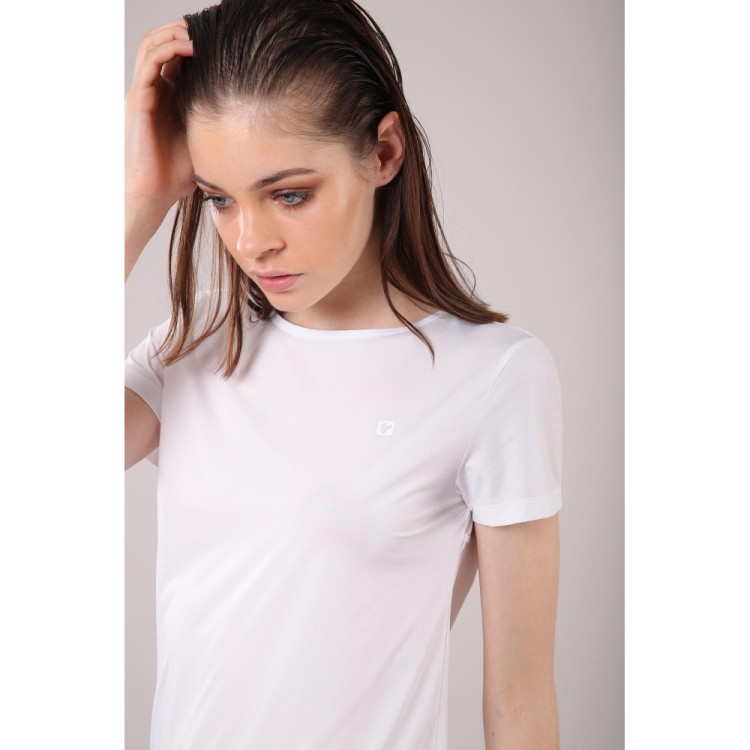 Freddy Yoga T-Shirt - Öffnung am Rücken - Made in Italy - White - Black - WN0