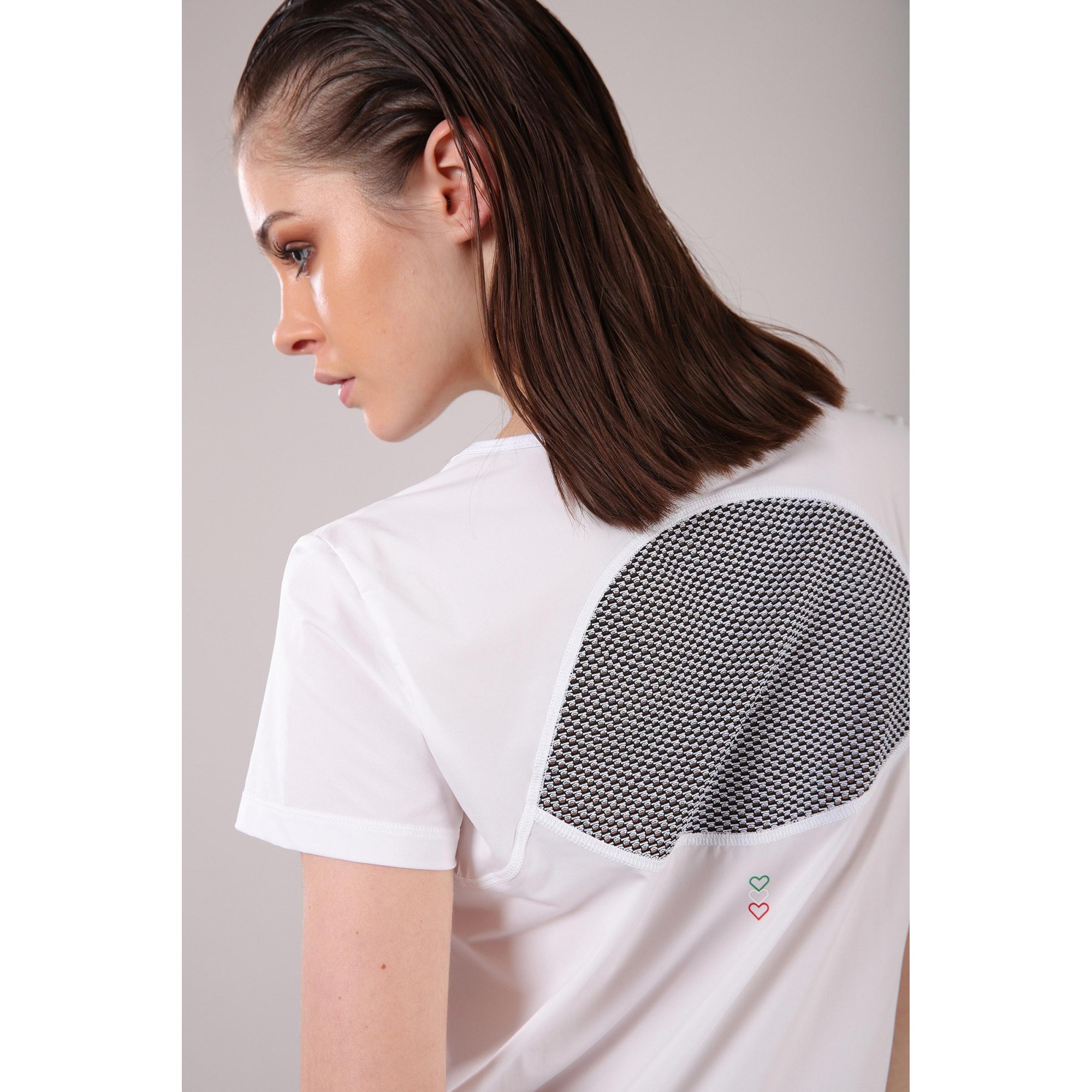 Freddy Yoga T-Shirt - Öffnung am Rücken - Made in Italy - White - Black - WN0 Freddy Yoga T-Shirt - Öffnung am Rücken - Made in Italy - White - Black - WN0