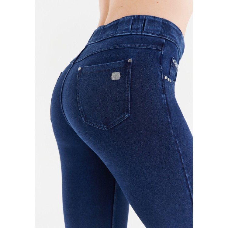 Freddy N.O.W.® Damen Comfort Jeans - Mid Waist Skinny - Indigoblau - Blaue Nähte