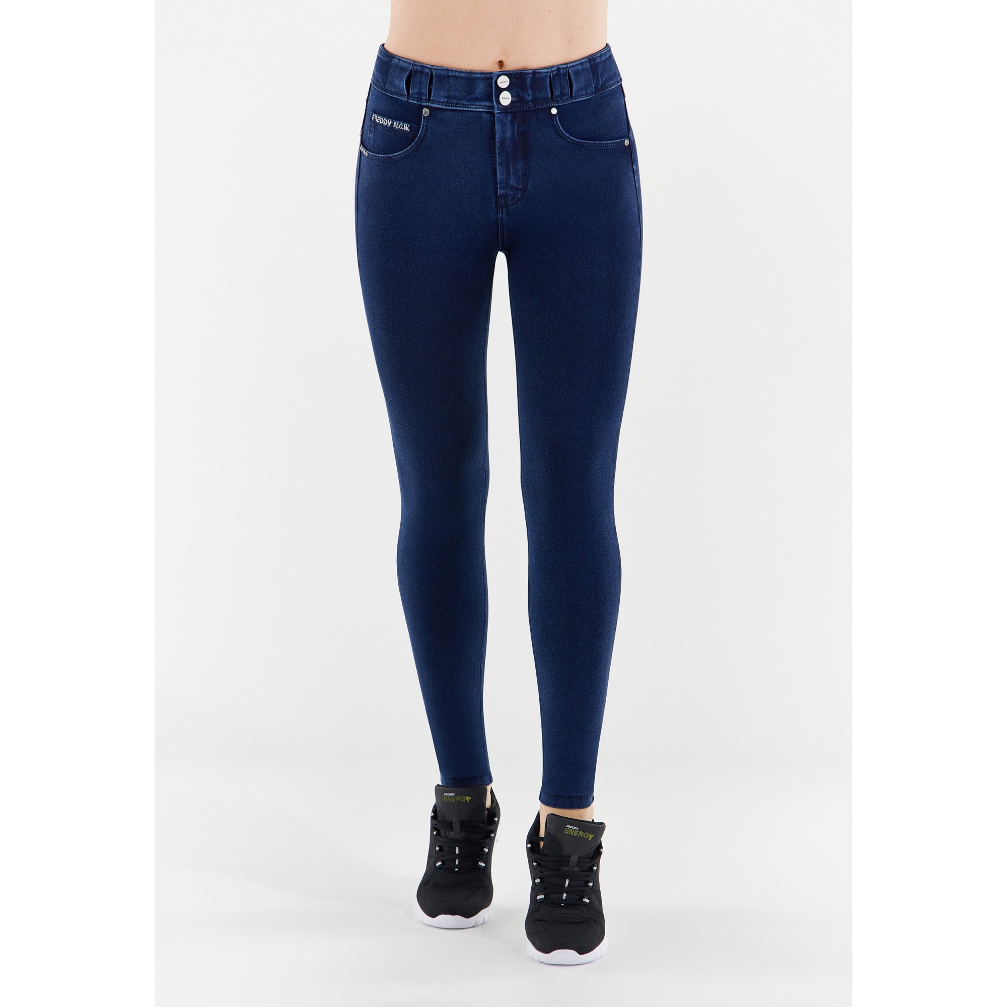 Freddy N.O.W.® Damen Comfort Jeans - Mid Waist Skinny - Indigoblau - Blaue Nähte Freddy N.O.W.® Damen Comfort Jeans - Mid Waist Skinny - Indigoblau - Blaue Nähte