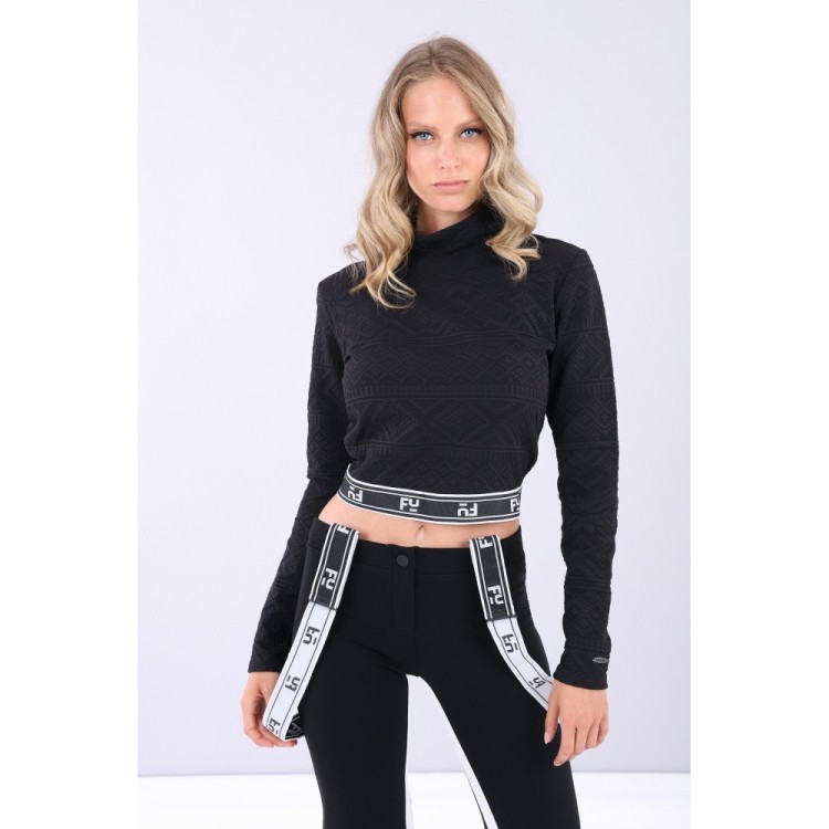Freddy Crop Shirt - Norwegermuster - Black - N