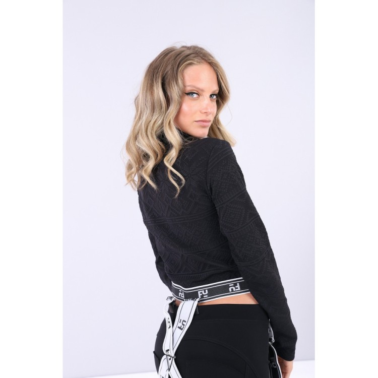 Freddy Crop Shirt - Norwegermuster - Black - N