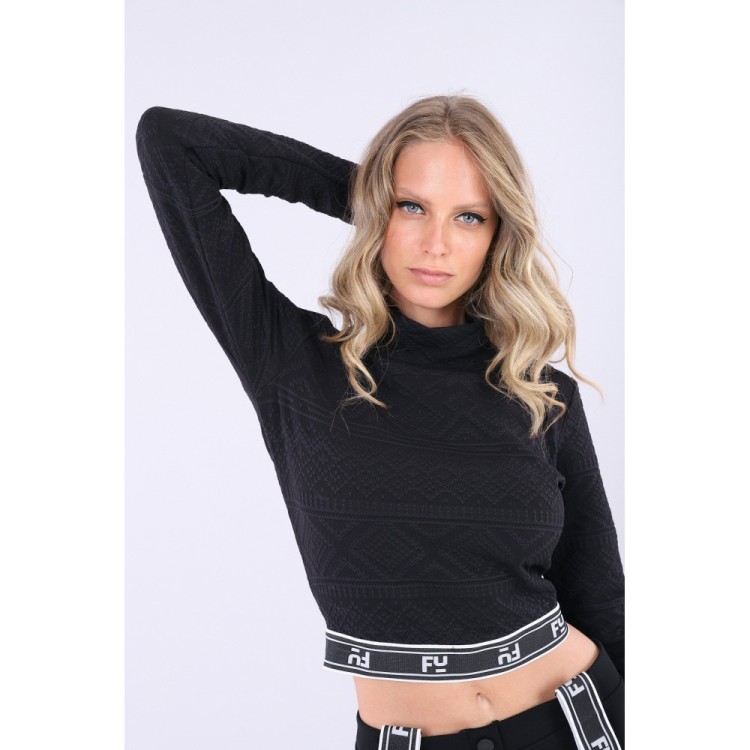 Freddy Crop Shirt - Norwegermuster - Black - N