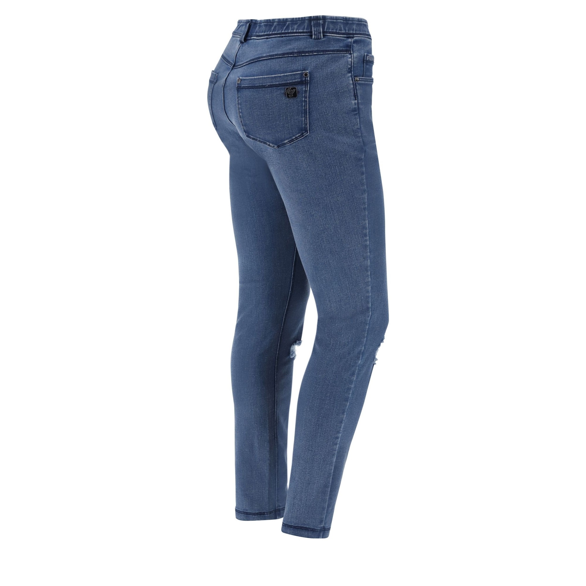 Freddy Fit Jeans - Regular Waist Skinny - Destroyed - Clear Denim - Blue Seam - J4B Freddy Fit Jeans - Regular Waist Skinny - Destroyed - Clear Denim - Blue Seam - J4B