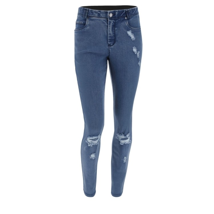 Freddy Fit Jeans - Regular Waist Skinny - Destroyed - Clear Denim - Blue Seam - J4B