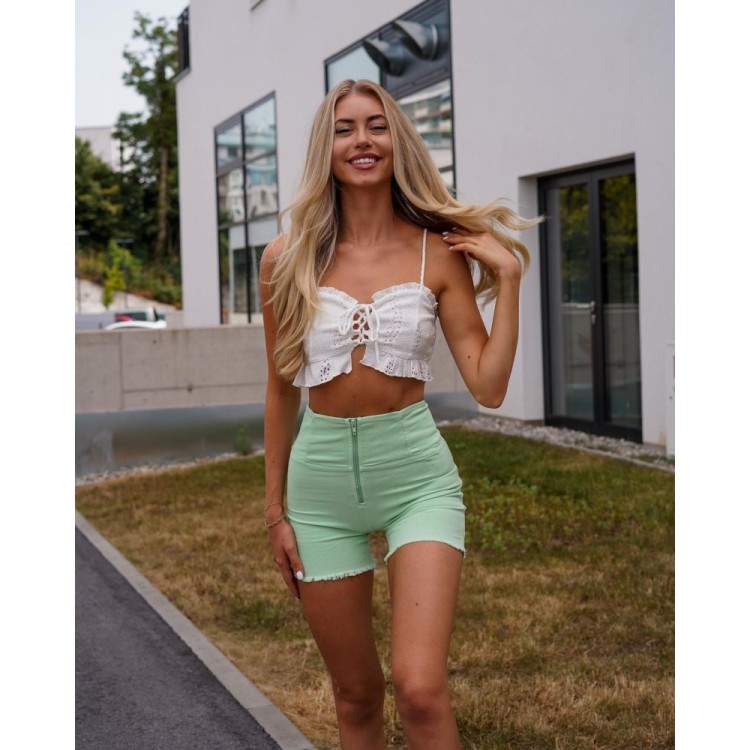 Freddy WR.UP® Denim Shorts - High Waist - Green Ash - D50