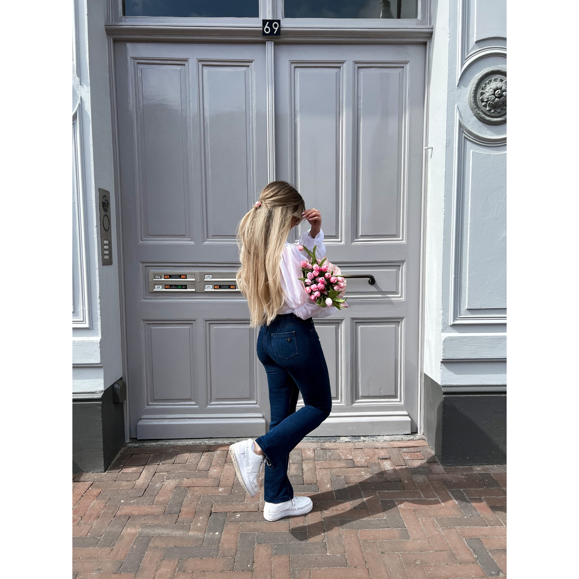 Freddy Fit Jeans - Regular Waist Flare - Cropped - Dark Denim – Blue Seam - J0B Freddy Fit Jeans - Regular Waist Flare - Cropped - Dark Denim – Blue Seam - J0B