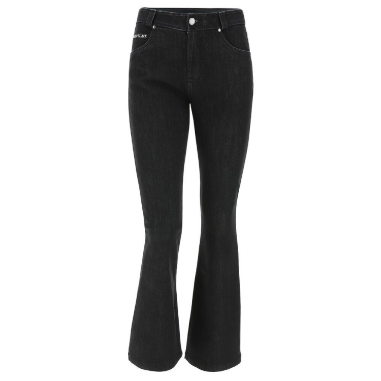 Freddy Fit Jeans - Regular Waist Flare - Cropped - Black Denim – Black Seam - J7N