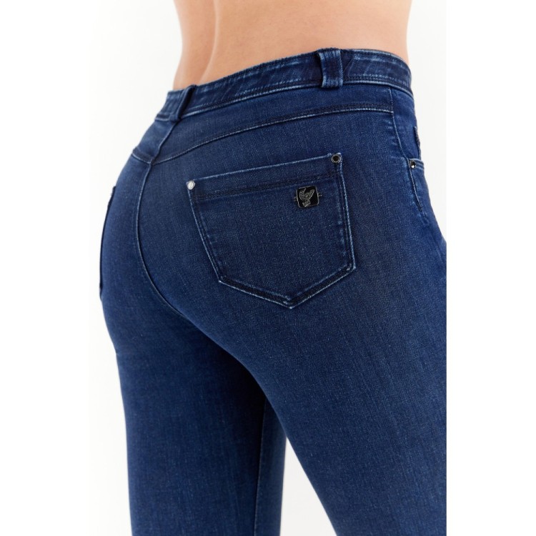Freddy Fit Jeans - Regular Waist Straight - Cropped - Dark Denim – Blue Seam - J0B