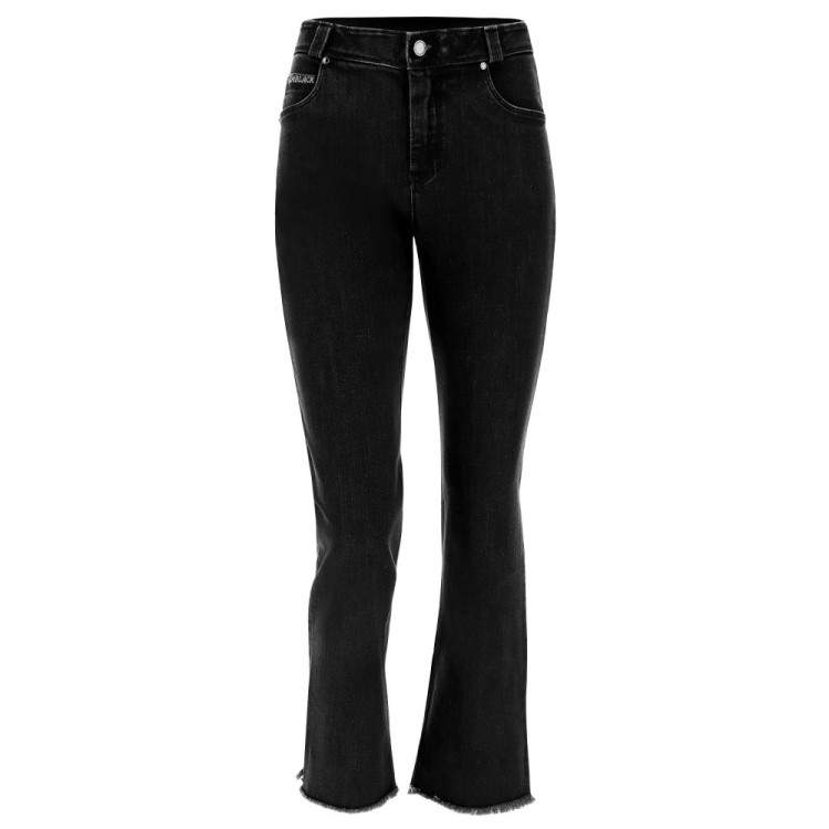 Freddy Fit Jeans - Regular Waist Straight - Cropped - Black Denim – Black Seam - J7N
