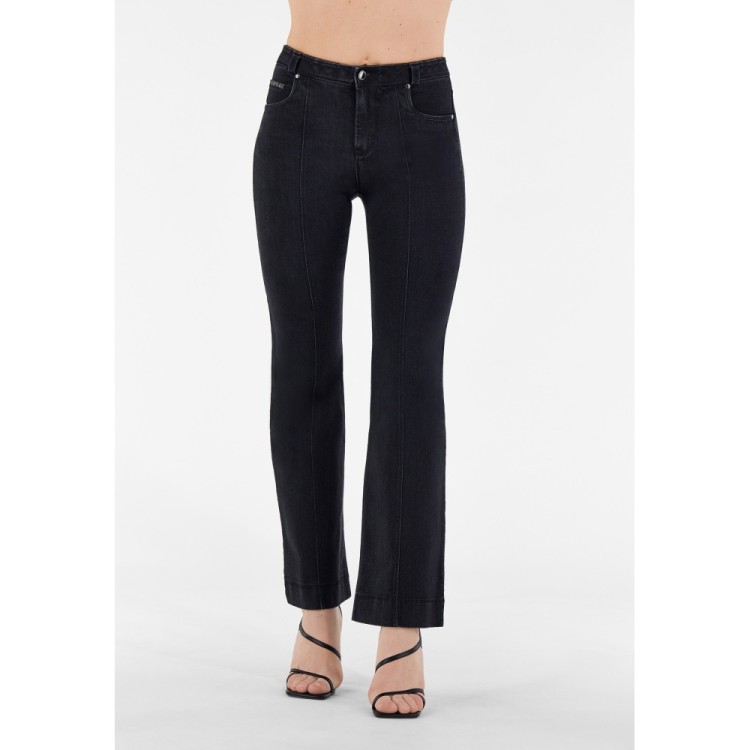 Freddy Fit Jeans - High Waist Wide Leg - Black Denim – Black Seam - J7N