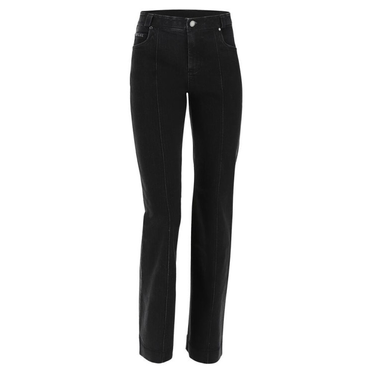 Freddy Fit Jeans - High Waist Wide Leg - Black Denim – Black Seam - J7N