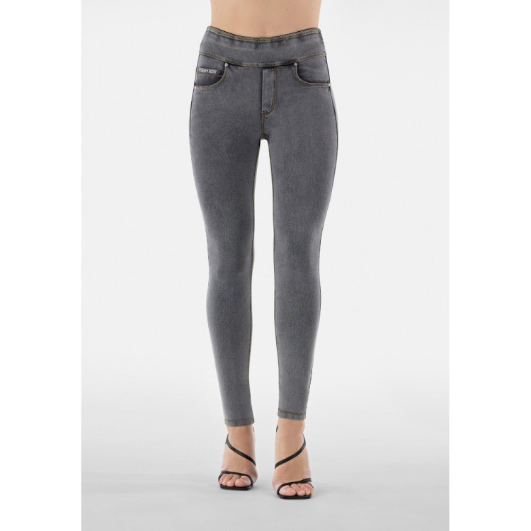 Freddy N.O.W.® Yoga Damen Comfort Jeans - Skinny - Grau - Gelbe Nähte