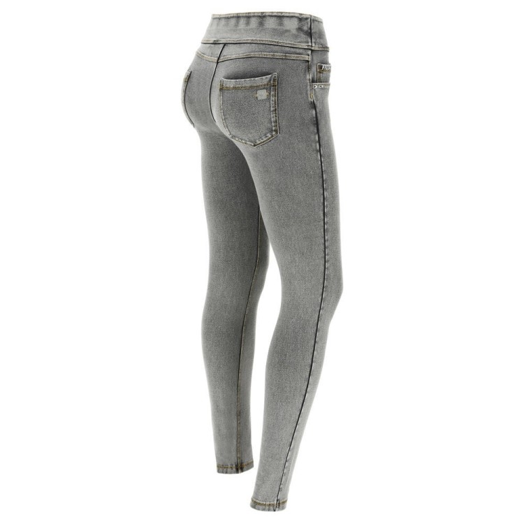 Freddy N.O.W.® Yoga Damen Comfort Jeans - Skinny - Grau - Gelbe Nähte