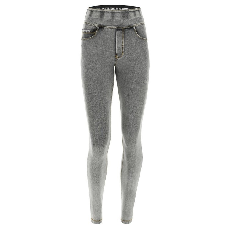 Freddy N.O.W.® Yoga Damen Comfort Jeans - Skinny - Grau - Gelbe Nähte