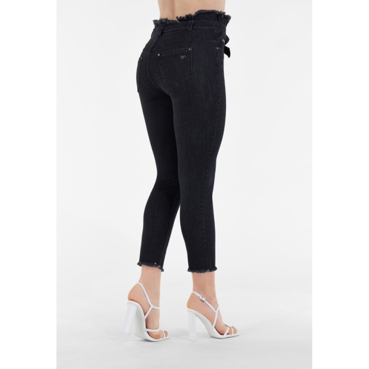 Freddy Fit Jeans - 7/8 High Waist Skinny - Denim-Gürtel - Black Denim - Black Seam - J7N