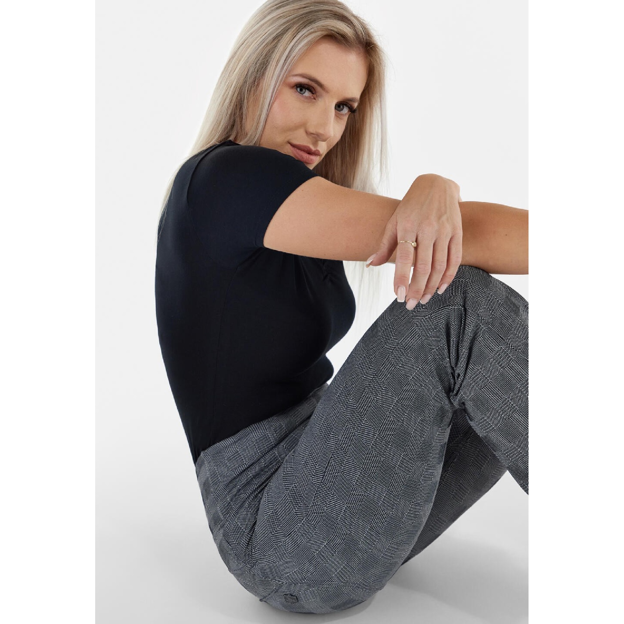 Freddy WR.UP® Eco - 7/8 High Waist Cropped Wide Leg - Prince of Galles - NW10 Freddy WR.UP® Eco - 7/8 High Waist Cropped Wide Leg - Prince of Galles - NW10