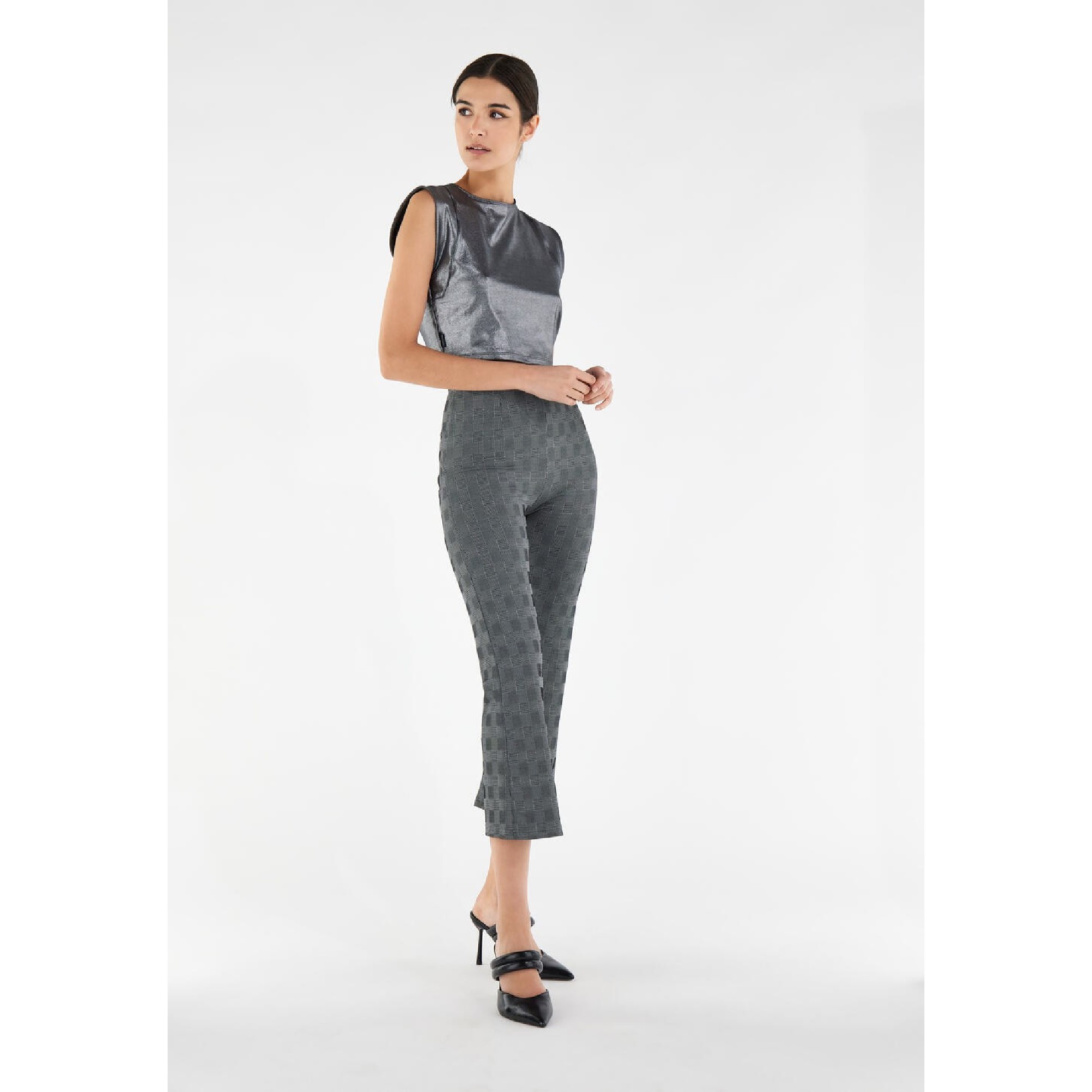 Freddy WR.UP® Eco - 7/8 High Waist Cropped Wide Leg - Prince of Galles - NW10 Freddy WR.UP® Eco - 7/8 High Waist Cropped Wide Leg - Prince of Galles - NW10