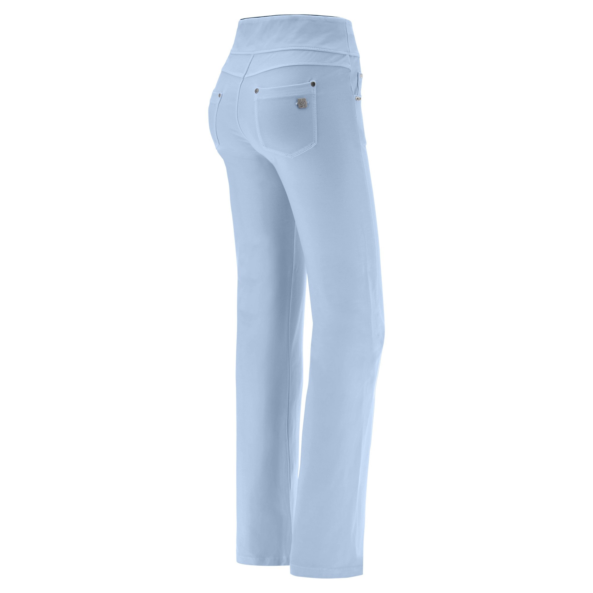 Freddy N.O.W.® Yoga Damen Comfort Hose - Mid Waist Straight - umschlagbarer Taillenbund - Garment Dyed - Grau-Blau - C54 Freddy N.O.W.® Yoga Damen Comfort Hose - Mid Waist Straight - umschlagbarer Taillenbund - Garment Dyed - Grau-Blau - C54