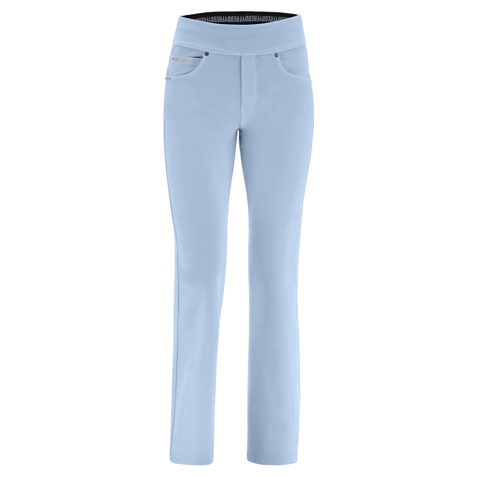 Freddy N.O.W.® Yoga Damen Comfort Hose - Mid Waist Straight - umschlagbarer Taillenbund - Garment Dyed - Grau-Blau - C54 Freddy N.O.W.® Yoga Damen Comfort Hose - Mid Waist Straight - umschlagbarer Taillenbund - Garment Dyed - Grau-Blau - C54