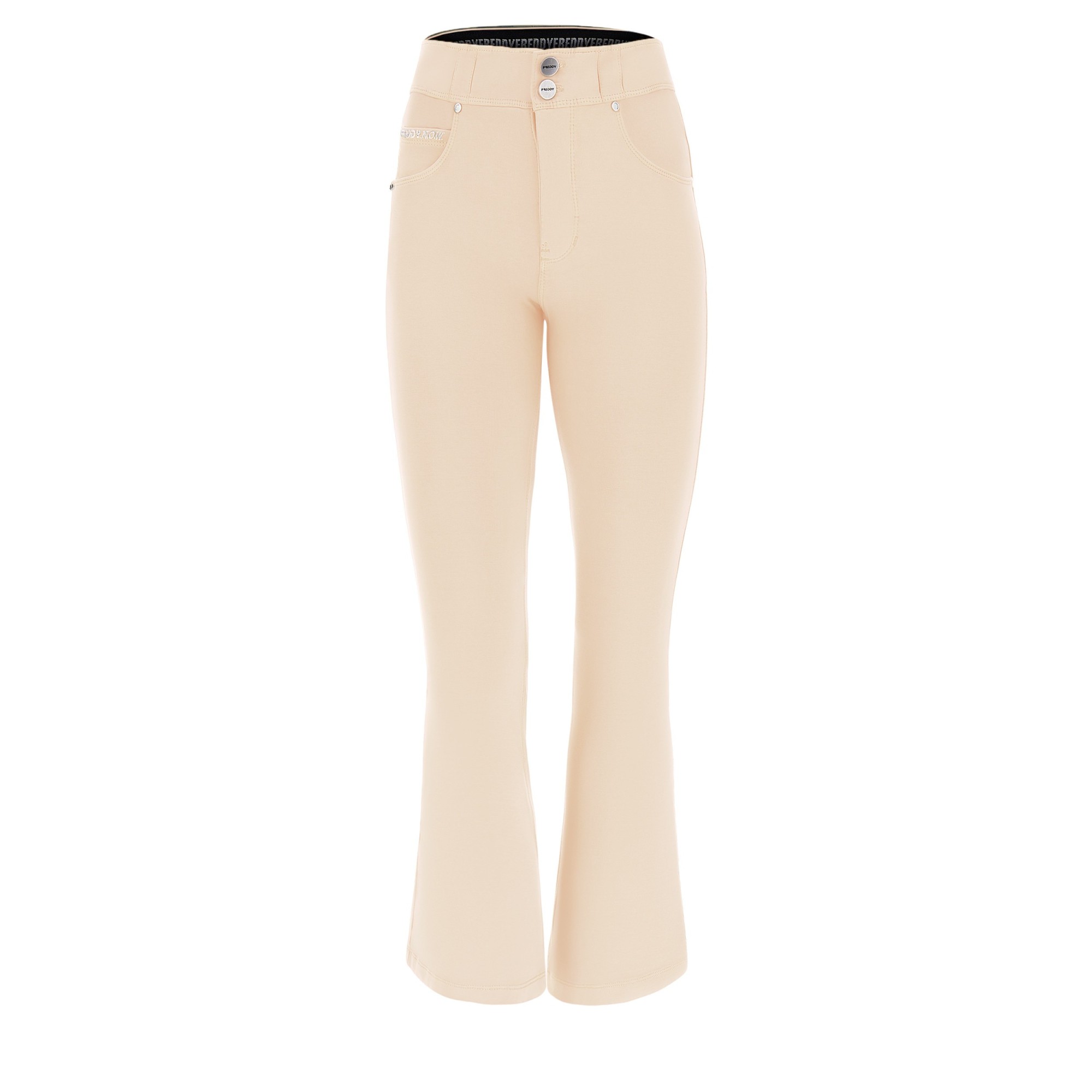 Freddy N.O.W.® Damen Comfort Hose - 7/8 Mid Waist Flare - Garment Dyed - Beige - Z115 Freddy N.O.W.® Damen Comfort Hose - 7/8 Mid Waist Flare - Garment Dyed - Beige - Z115