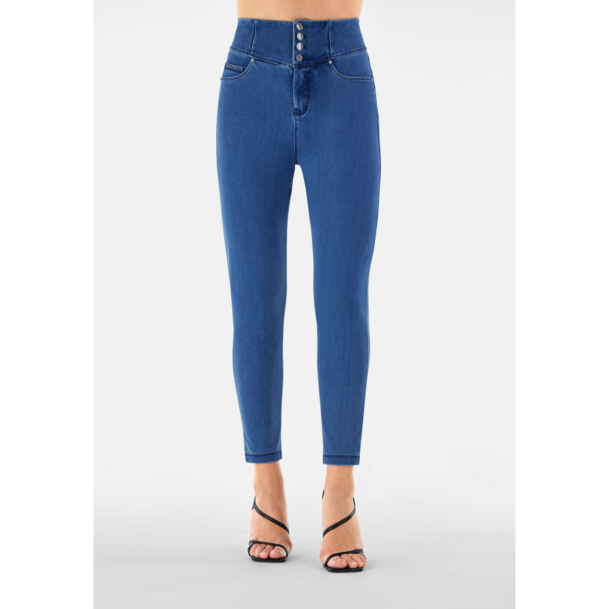 Freddy Fit Jeans - Buttoned Super High Waist Skinny - Clear Denim – Blue Seam - J4B Freddy Fit Jeans - Buttoned Super High Waist Skinny - Clear Denim – Blue Seam - J4B