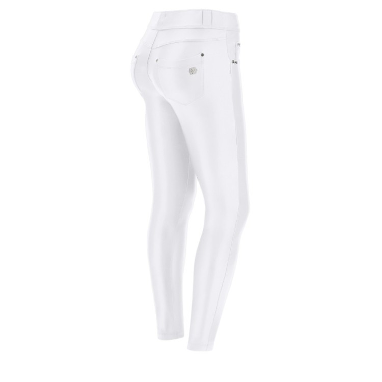 Freddy N.O.W.® Vegan Leather Damen Comfort Lederhose - 7/8 Mid Waist Super Skinny - Weiß - W0