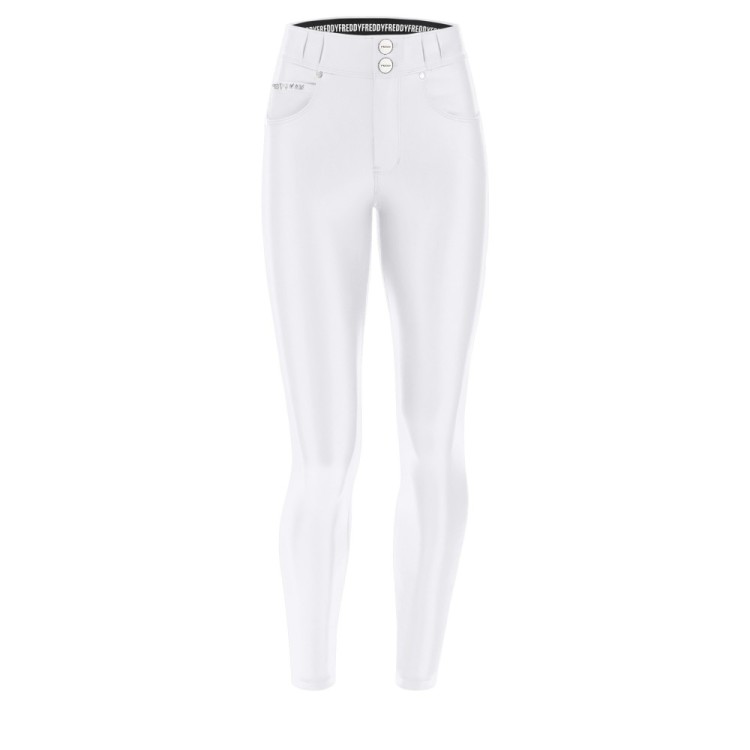 Freddy N.O.W.® Vegan Leather Damen Comfort Lederhose - 7/8 Mid Waist Super Skinny - Weiß - W0