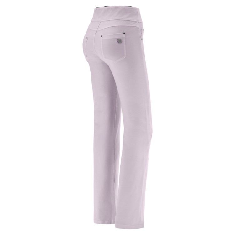 Freddy N.O.W.® Yoga Damen Comfort Hose - Mid Waist Straight - umschlagbarer Taillenbund - Garment Dyed - Dunkles Rosa - P730