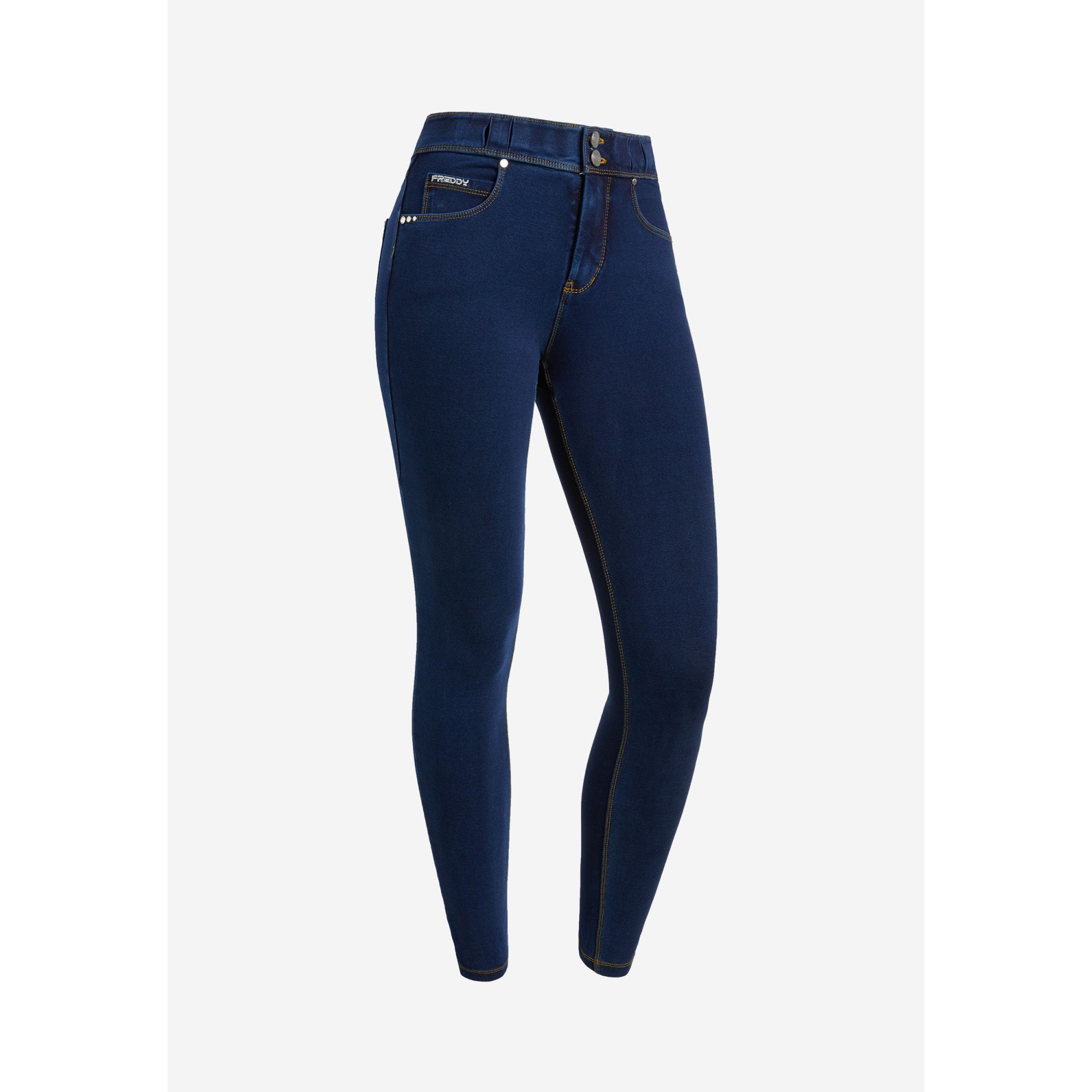 Freddy N.O.W.® Eco Damen Comfort Hose - Mid Waist Skinny - Blau - Gelbe Nähte - J0Y Freddy N.O.W.® Eco Damen Comfort Hose - Mid Waist Skinny - Blau - Gelbe Nähte - J0Y