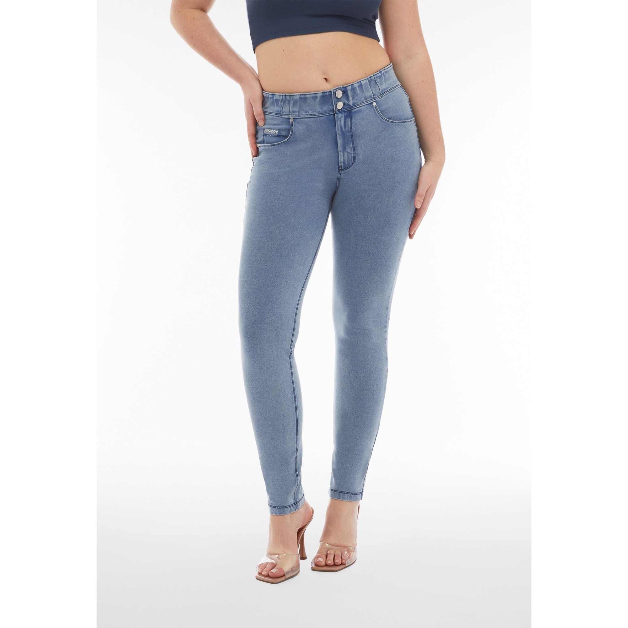 Freddy N.O.W.® Eco Damen Comfort Jeans - Mid Waist Skinny - Denim hell - Blaue Nähte - J107B Freddy N.O.W.® Eco Damen Comfort Jeans - Mid Waist Skinny - Denim hell - Blaue Nähte - J107B
