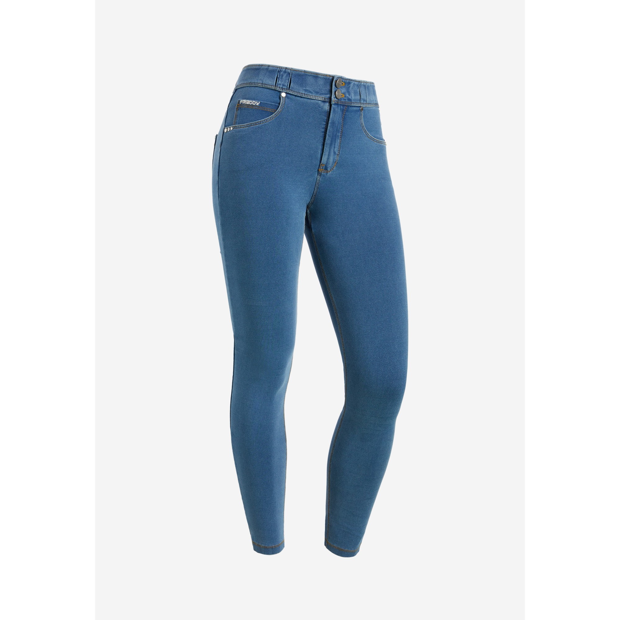 Freddy N.O.W.® Eco Damen Comfort Jeans - Mid Waist Skinny - Hellblau - Gelbe Nähte - J4Y Freddy N.O.W.® Eco Damen Comfort Jeans - Mid Waist Skinny - Hellblau - Gelbe Nähte - J4Y